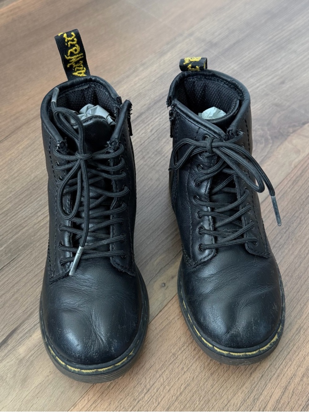 Dr. Martens Youth Brooklee Black High Top Lace & Zip Leather Boots Size 10c - Picture 2 of 9